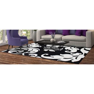 Alliyah Handmade Quill Feather Black/ White New Zealand Blend Wool Rug (8' x 10')