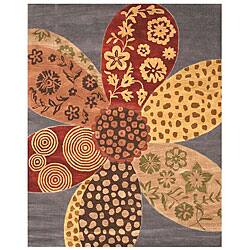 Hand-tufted Wool Red Contemporary Floral Napa Rug (8'9 x 11'9)