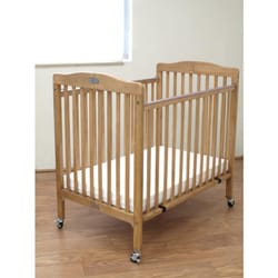 Folding Natural Wooden Compact Crib with 3-inch Mattress