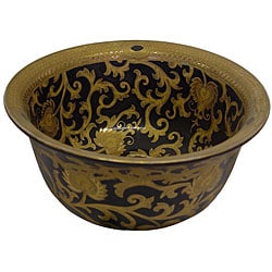 Black/ Gold Scrolls Porcelain Bowl