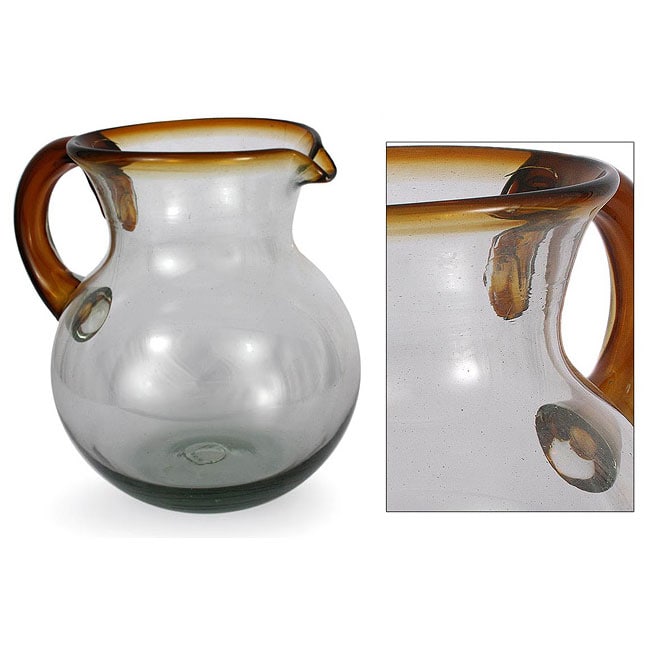 Blown Glass 'Amber Harmony' Pitcher Beverage Dispenser (Mexico)