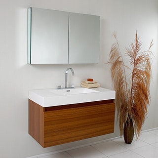 Fresca Mezzo Teak Bathroom Vanity with Medicine Cabinet