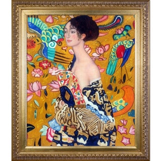 Gustav Klimt 'Signora con Ventaglio' Framed Canvas Art