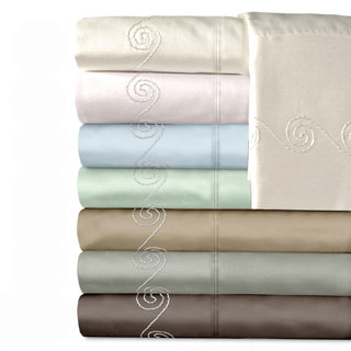 Grand Luxe Egyptian Cotton Sateen 300 Thread Count Swirl Deep Pocket Sheet Set
