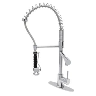 VIGO Chrome Pull-Down Spray Single-Handle Kitchen Faucet with Deck Plate