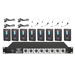 PylePro Rack Mount 8 Channel Wireless Microphone System with Lavaliers/Headsets