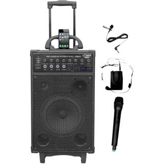 800-Watt Dual Channel Wireless Rechargeable Portable PA System with iPod/iPhone Dock, Radio, Microphones