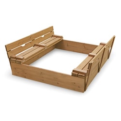 Badger Basket Covered Convertible Cedar Sandbox with Two Bench Seats