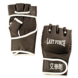 Defender Black Leather Medium Wristwrap Heavy Bag Boxing Training Gloves
