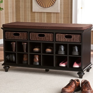 Harper Blvd Kelly Black Entryway Bench with Basket and Shoe Storage
