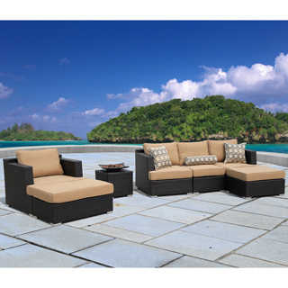 Corvus Morgan Outdoor 7-piece Brown Wicker Sectional Sofa Set