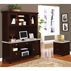 Britney 4-drawer White Marble Top Office Desk