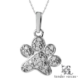 ASPCA Tender Voices Silver 1/10ct TDW Diamond Paw Necklace (I-J, I2-I3)