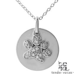 ASPCA Tender Voices Diamond Accent Dog Paw Circle Necklace