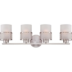 Fusion Nickel and Frosted Glass 4-Light Vanity Fixture
