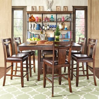 TRIBECCA HOME Marsden Rustic Brown Mission Counter Height Extending Dining Set