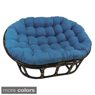 International Caravan Rattan Mamasan Double Papasan Chair with Tufted Microsuede Cushion