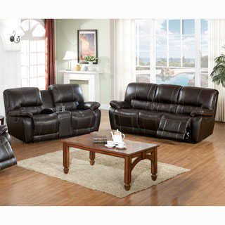 Walton Brown Top Grain Leather Power Reclining Sofa and Loveseat