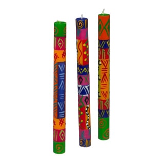 Handmade Taper Candles with Shahidii Design (Set of 3) (South Africa)