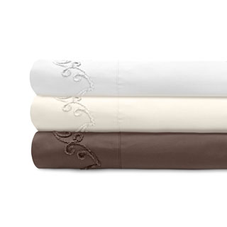 Grand Luxe 800 Thread Count Egyptian Cotton Sheet Set with Chenille Embroidered Scroll Design