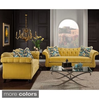 Furniture of America Agatha 2-piece Tufted Sofa and Loveseat Set