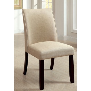 Furniture of America Lolitia Ivory Flax Fabric Dining Chairs (Set of 2)