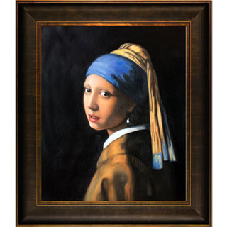 Johannes Vermeer 'Girl with Pearl Earring' Hand-painted Framed Canvas Art