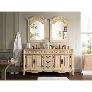 James Martin Furniture Riviera Antique White 72-inch Double Marble Vanity with Marble Top