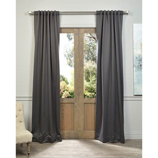 Exclusive Fabrics Charcoal Rod Pocket and Back Tab Blackout Curtain Panel Pair