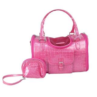 Insten Hot Pink Fashion Faux Crocodile Pet Carrier/Tote/ Travel Handbag
