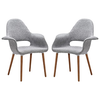 The Barclay Light Grey Organic Style Dining Arm Chair (Set of 2)
