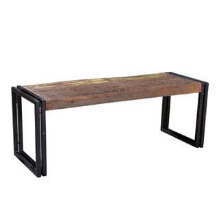 Handmade Timbergirl Old Reclaimed Wood Bench with Metal Legs (India)