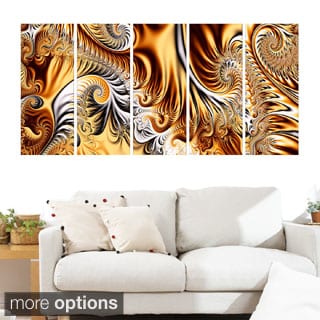 Abstract 'Gold & Silver Ribbons' Canvas Art