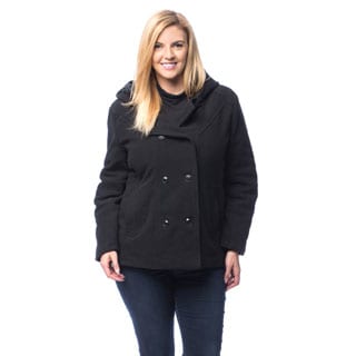 EXcelled Plus Faux Wool Hooded Peacoat