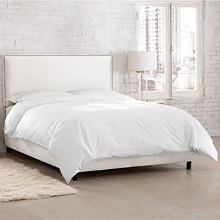 Skyline Furniture Burling Nailhead Trim White Micro-suede Bed