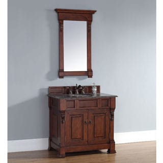 James Martin Furniture Brookfield Warm Cherry Single Vanity with Marble Top