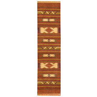 Herat Oriental Indo Hand-woven Chenille Dhurrie Wool Runner (2'6 x 10')