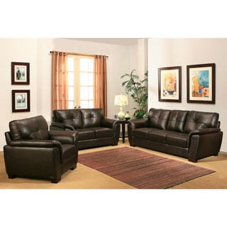 Abbyson Belize 3-piece Top Grain Leather Sofa Set