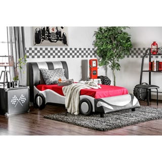 Furniture of America Silver Striped Speedster Leatherette Youth Bed