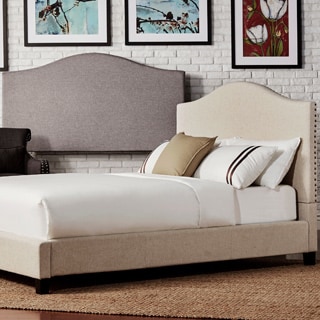 INSPIRE Q Blanchard Nailheads Camelback Upholstered Queen-size Headboard