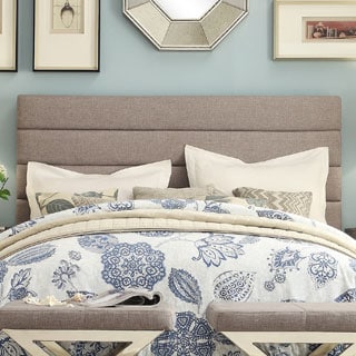 Corbett Horizontal Tufted Gray Linen Upholstered King-size Headboard by TRIBECCA HOME