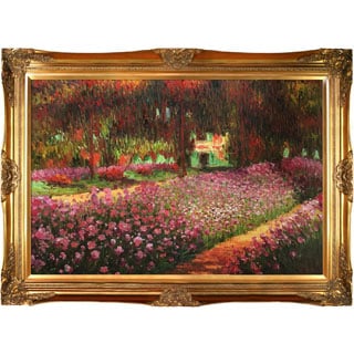 Claude Monet Artist's Garden at Giverny Hand Painted Framed Canvas Art