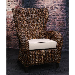 Somette Rattan Indoor/ Outdoor Sloped Arm Wingback Club Chair