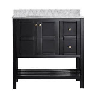 Vinnova Florence 36-inch Single Vanity in Espresso with Carrara White Marble Top (Mirrorless)