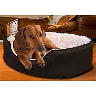 Furhaven Sherpa and Suede Orthopedic Oval Pet Bed