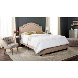 Safavieh Theron Light Beige Linen Upholstered Bed (Full)