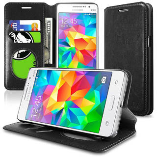 Insten Slim Leather Wallet Flap Pouch Phone Case Cover with Stand For Samsung Galaxy Grand Prime