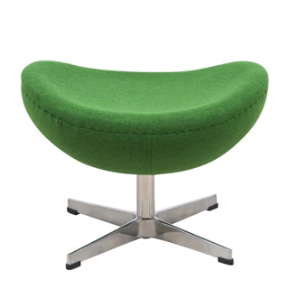 LeisureMod Modena Modern Green Wool Egg Chair Ottoman