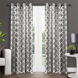 ATI Home Modo Metallic Print Grommet Top Curtain Panel Pair