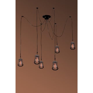 Salome 6-light Adjustable Height Black Edison Chandelier with Bulbs